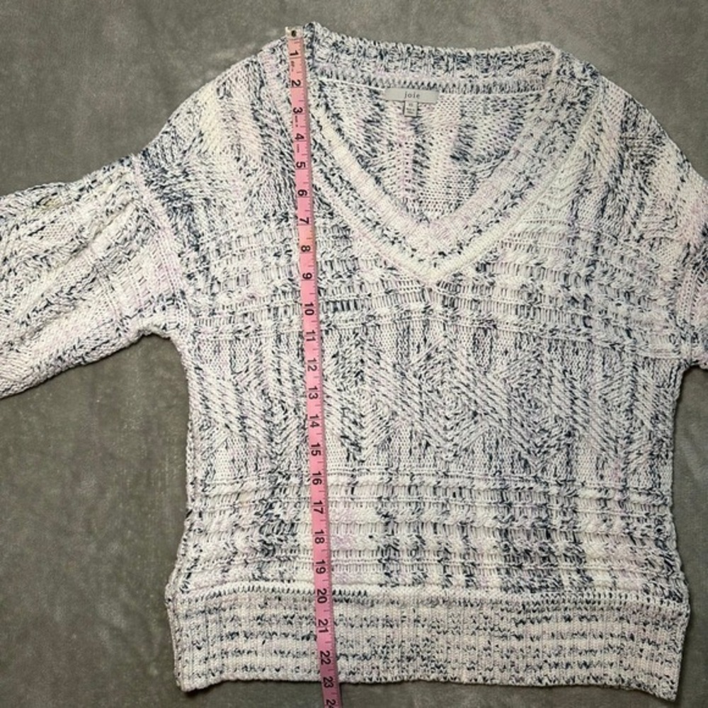 Joie Sydnee Sweater Women Size XS Porcelain Marled Knit V Neck Balloon Sleeve - Picture 8 of 12